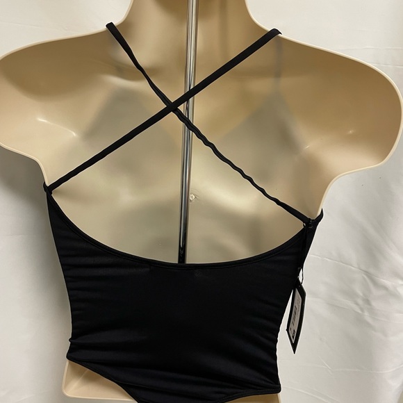 NWT David Lerner v neck ruched bodysuit - Picture 2 of 5